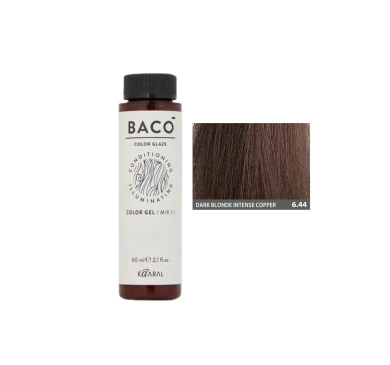 Напівперманентна система фарбування у вигляді гелю Kaaral Baco Color Glaze 6.44 темний блондин інтенсивний мідний 60мл