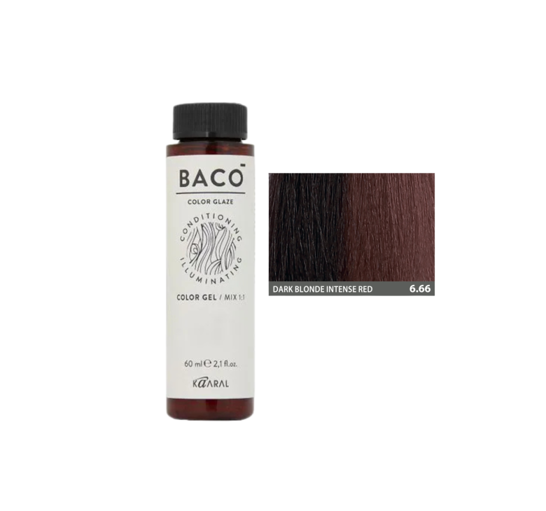 Напівперманентна система фарбування у вигляді гелю Kaaral Baco Color Glaze 6.66 темний блондин інтенсивний червоний 60мл