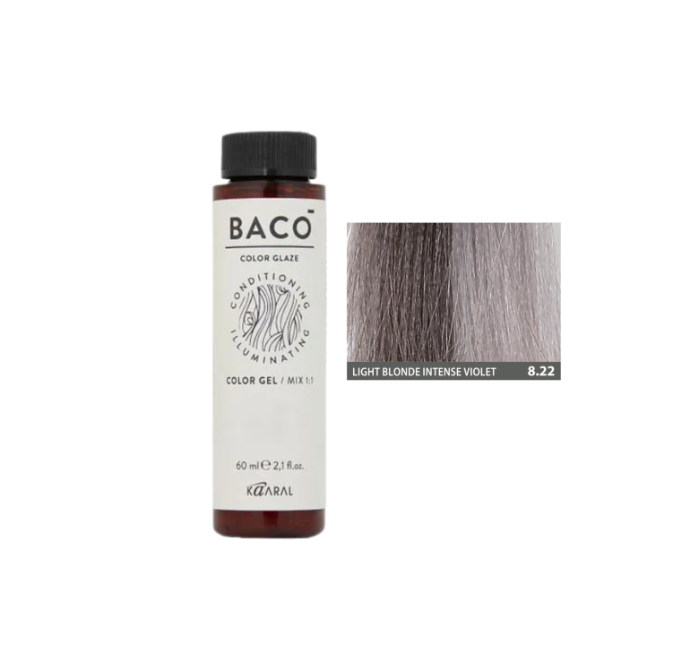 Напівперманентна система фарбування у вигляді гелю Kaaral Baco Color Glaze 8.22 світлий блондин інтенсивний фіолетовий 60мл