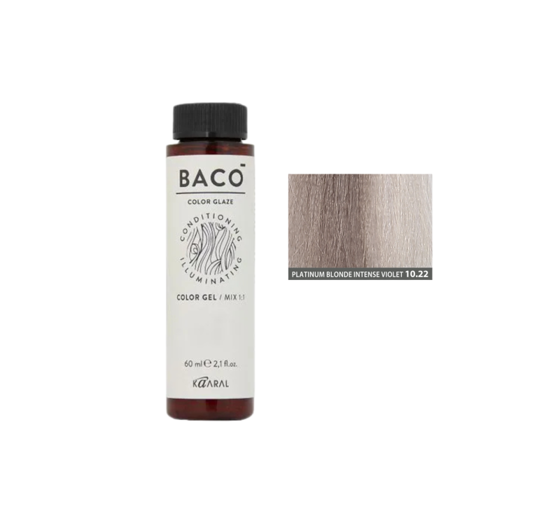 Полуперманентная система окрашивания в виде геля Kaaral Baco Color Glaze 10.22 платиновый блондин интенсивный фиолетовый 60мл