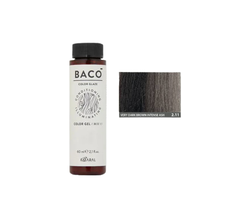 Напівперманентна система фарбування у вигляді гелю Kaaral Baco Color Glaze 2.11 дуже темний коричневий інтенсивний попелястий 60мл