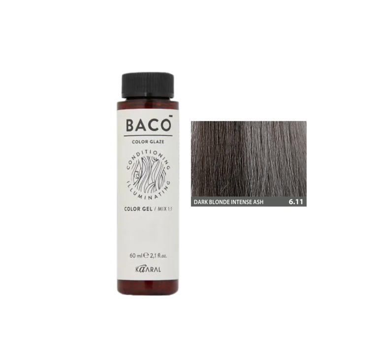 Напівперманентна система фарбування у вигляді гелю Kaaral Baco Color Glaze 6.11 темний блондин інтенсивний попелястий 60мл