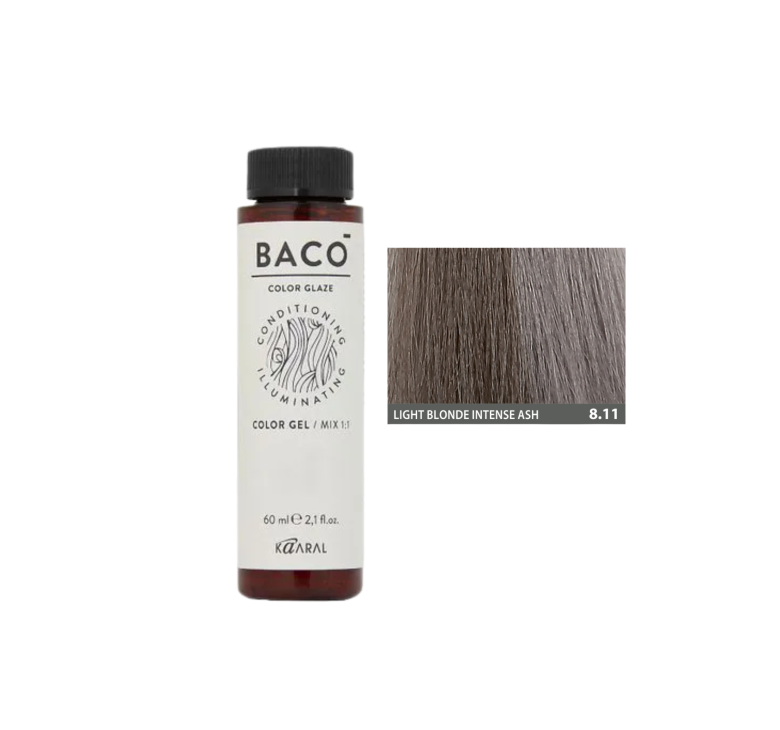 Напівперманентна система фарбування у вигляді гелю Kaaral Baco Color Glaze 8.11 світлий блондин інтенсивний попелястий 60мл