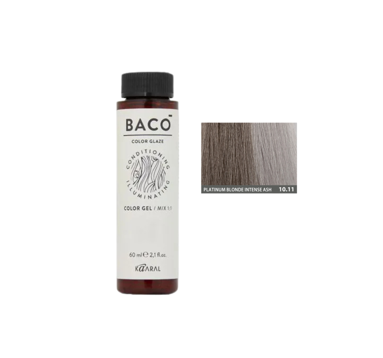 Полуперманентная система окрашивания в виде геля Kaaral Baco Color Glaze 10.11 платиновый блондин интенсивный пепельный 60мл