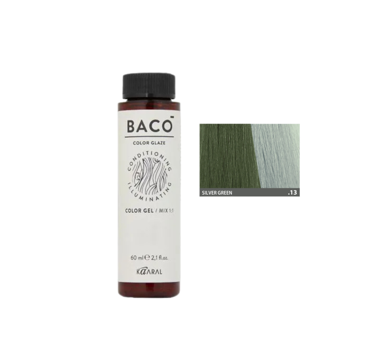 Напівперманентна система фарбування у вигляді гелю Kaaral Baco Color Glaze .13 сріблясто-зелений 60мл
