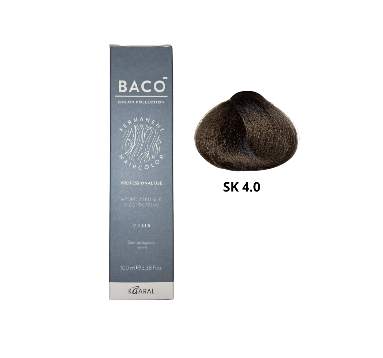 Стойкая крем-краска для волос Kaaral Baco Color Silkera 4.0 каштан 100мл