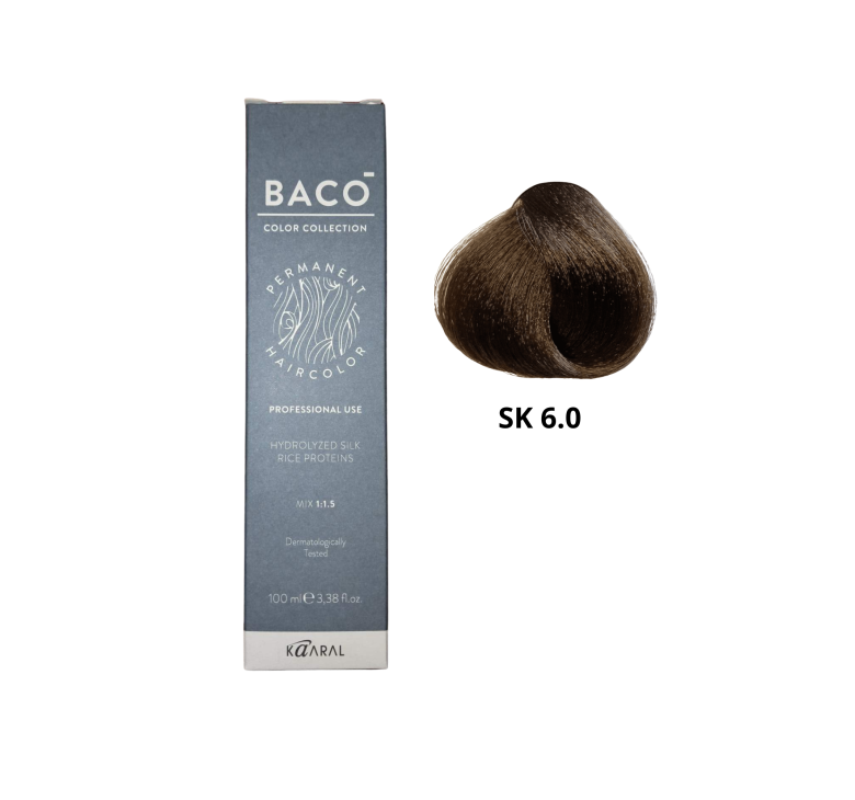 Стійка крем-фарба для волосся Kaaral Baco Color Silkera 6.0 темний блондин 100мл