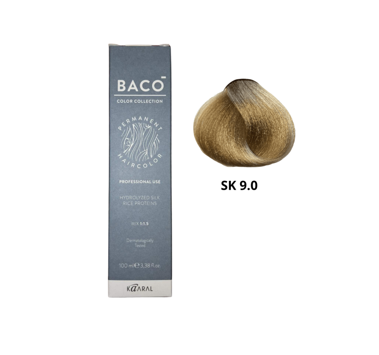 Стойкая крем-краска для волос Kaaral Baco Color Silkera 9.0 очень светлый блондин 100мл