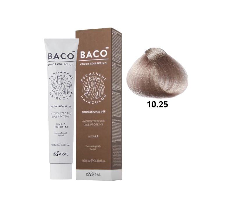 Стойкая крем-краска для волос Kaaral Baco Permanent Hair Color 10.25 платиновый блондин фиолетово махагоновый 100мл