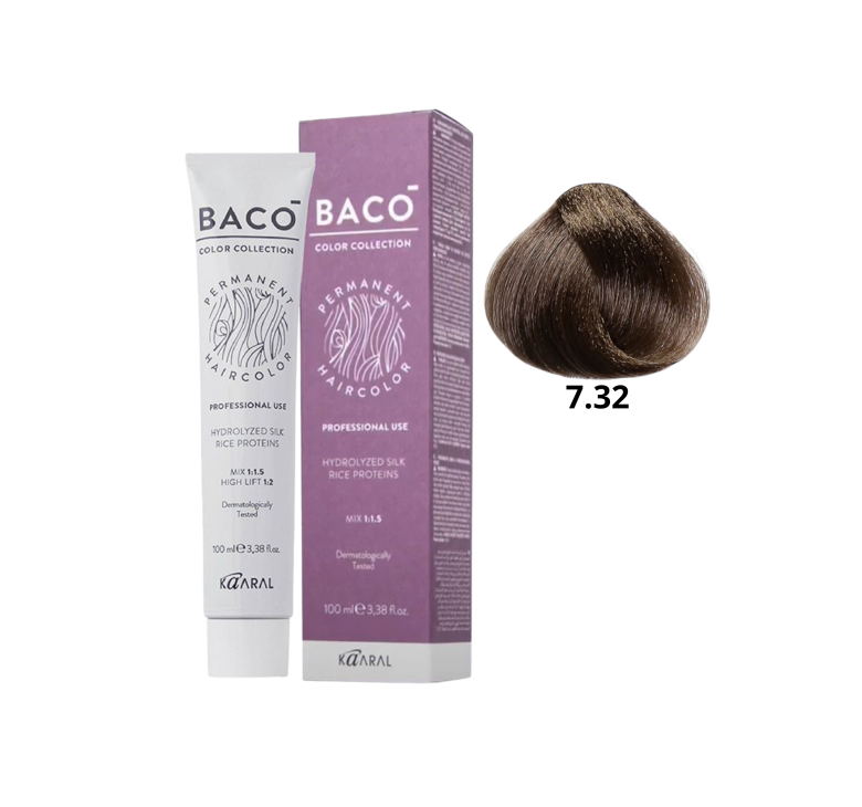 Стійка крем-фарба для волосся Kaaral Baco Permanent Hair Color 7.32 золотисто-фіолетовий блондин 100мл