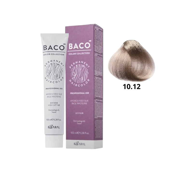 Стійка крем-фарба для волосся Kaaral Baco Permanent Hair Color 10.12 платиновий блондин попелясто фіолетовий 100мл