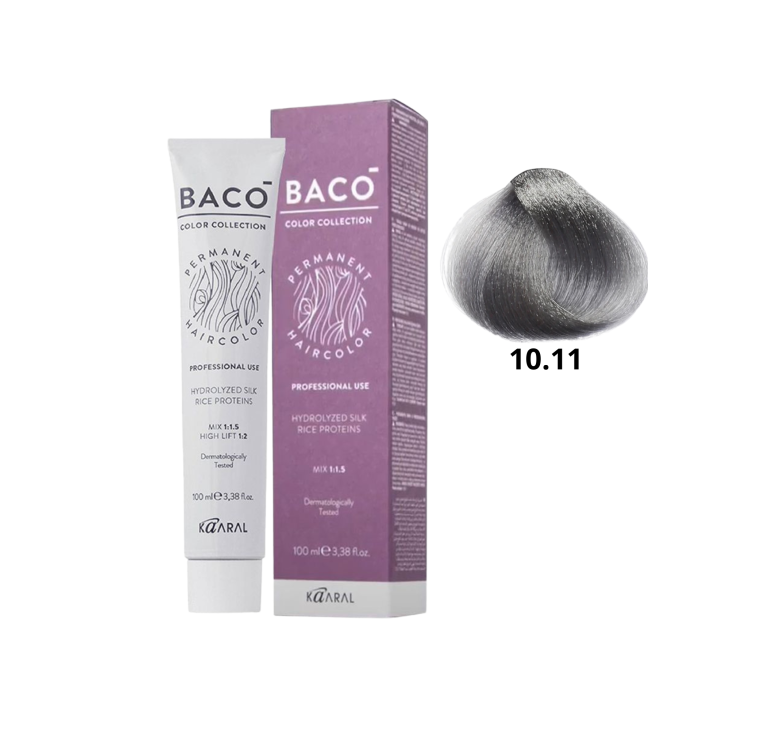 Стойкая крем-краска для волос Kaaral Baco Permanent Hair Color 10.11 интенсивный блондин платиново-пепельный 100мл