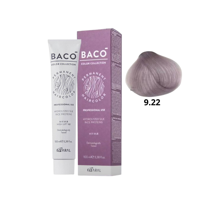Стойкая крем-краска для волос Kaaral Baco Permanent Hair Color 9.22 очень светлый блондин интенсивный фиолетовый 100мл
