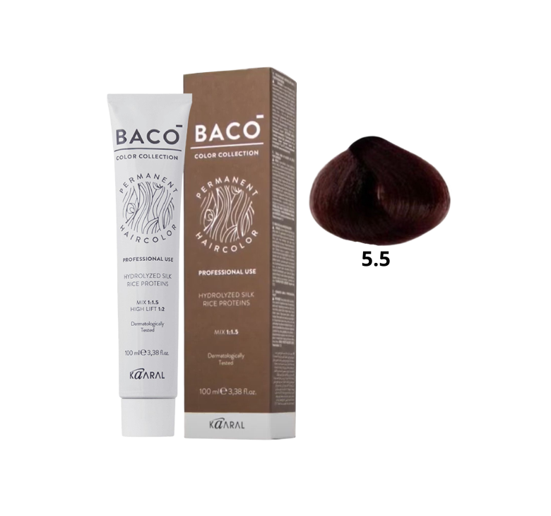 Стойкая крем-краска для волос Kaaral Baco Permanent Hair Color 5.5 светлый каштан махагоновый 100мл