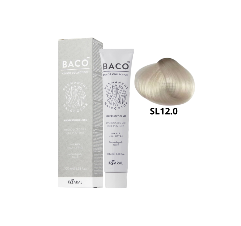 Стійка крем-фарба для волосся Kaaral Baco Permanent Hair Color SL 12.0 дуже світлий блондин 100мл
