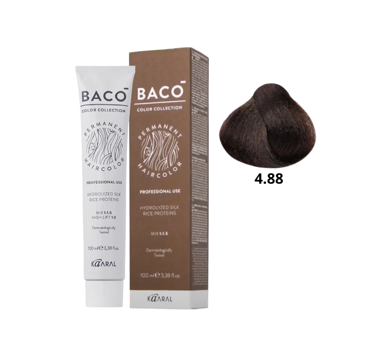 Стойкая крем-краска для волос Kaaral Baco Permanent Hair Color 4.88 Каштан интенсивно-коричневый 100мл