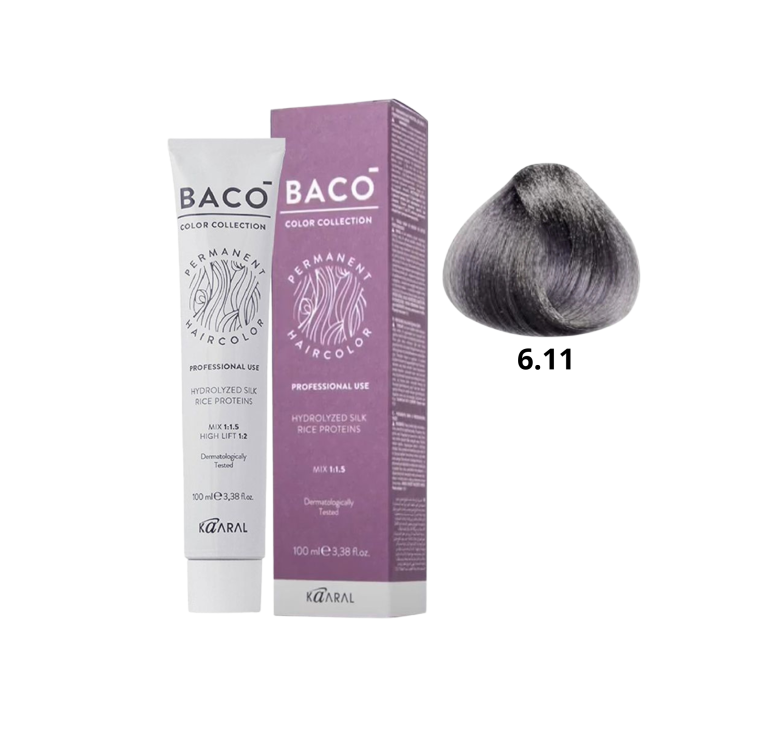 Стойкая крем-краска для волос Kaaral Baco Permanent Hair Color 6.11 Темный блондин интенсивно-пепельный 100мл