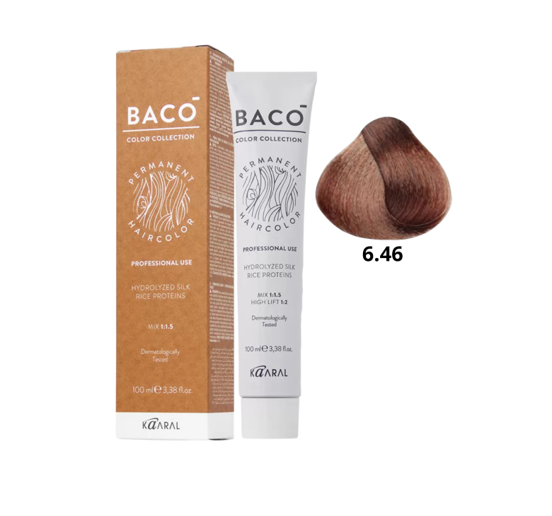 Стійка крем-фарба для волосся Kaaral Baco Permanent Hair Color 6.46 Темний блондин мідно-червоний 100мл