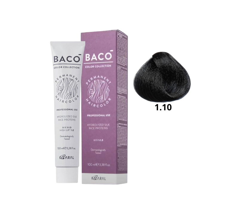 Стійка крем-фарба для волосся Kaaral Baco Permanent Hair Color 1.10 синьо-чорний 100мл