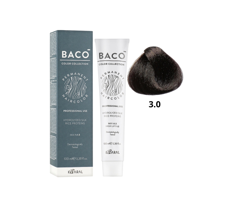 Стойкая крем-краска для волос Kaaral Baco Permanent Hair Color 3.0 каштановый темный 100мл