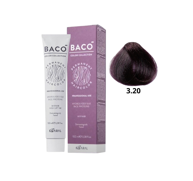 Стійка крем-фарба для волосся Kaaral Baco Permanent Hair Color 3.20 каштановий темний фіолетовий 100мл