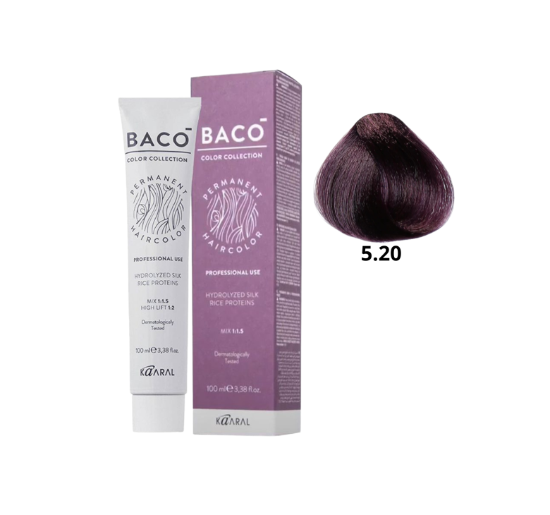 Стійка крем-фарба для волосся Kaaral Baco Permanent Hair Color 5.20 каштановий світлий фіолетовий 100мл