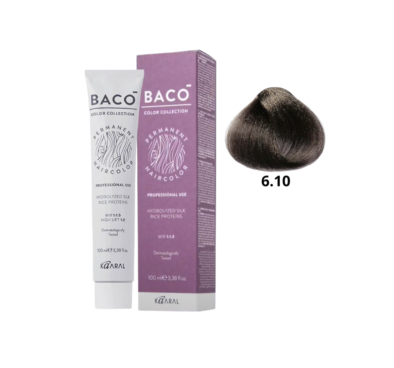 Стойкая крем-краска для волос Kaaral Baco Permanent Hair Color 6.10 блондин темный пепельный 100мл