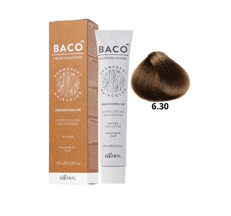 Стійка крем-фарба для волосся Kaaral Baco Permanent Hair Color 6.30 темний золотистий блондин 100мл