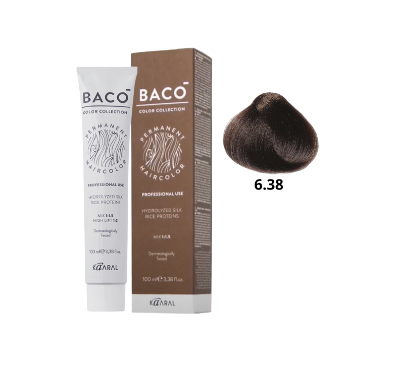 Стойкая крем-краска для волос Kaaral Baco Permanent Hair Color 6.38 темный блондин золотисто-коричневый 100мл