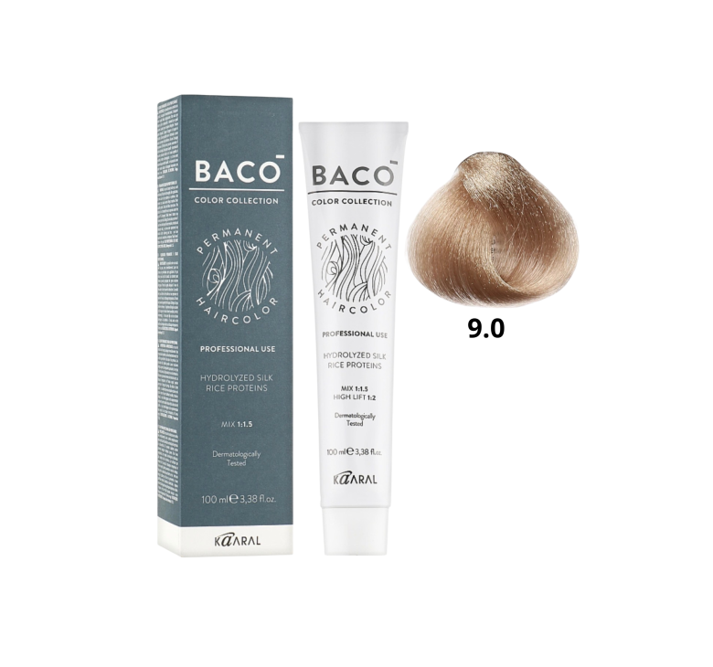 Стійка крем-фарба для волосся Kaaral Baco Permanent Hair Color 9.0 дуже світлий блондин 100мл