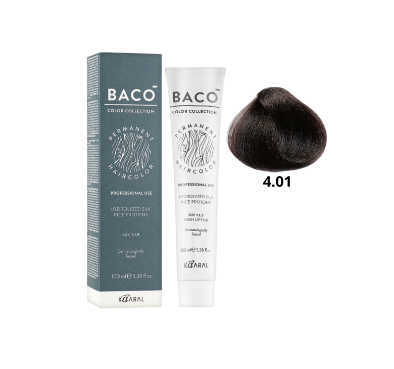 Стійка крем-фарба для волосся Kaaral Baco Permanent Hair Color 4.01 натуральний каштановий попелястий 100мл