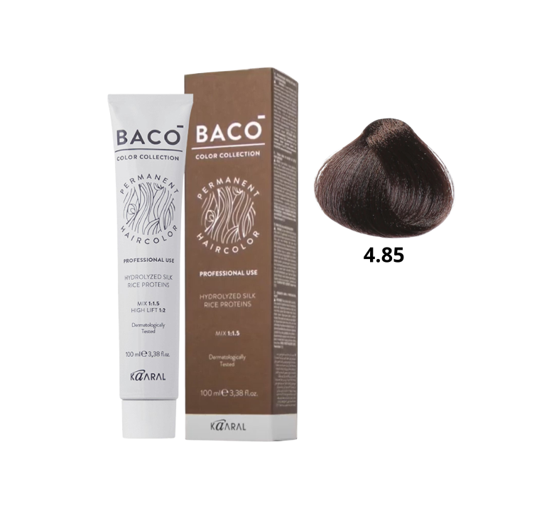 Стойкая крем-краска для волос Kaaral Baco Permanent Hair Color 4.85 каштан коричнево-махагоновый 100мл