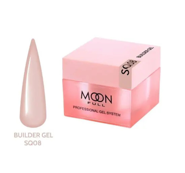 Моделючий гель Moon Full Builder Gel №SQ08 бежево-рожевий (без НЕМА та ТРО), 30 мл