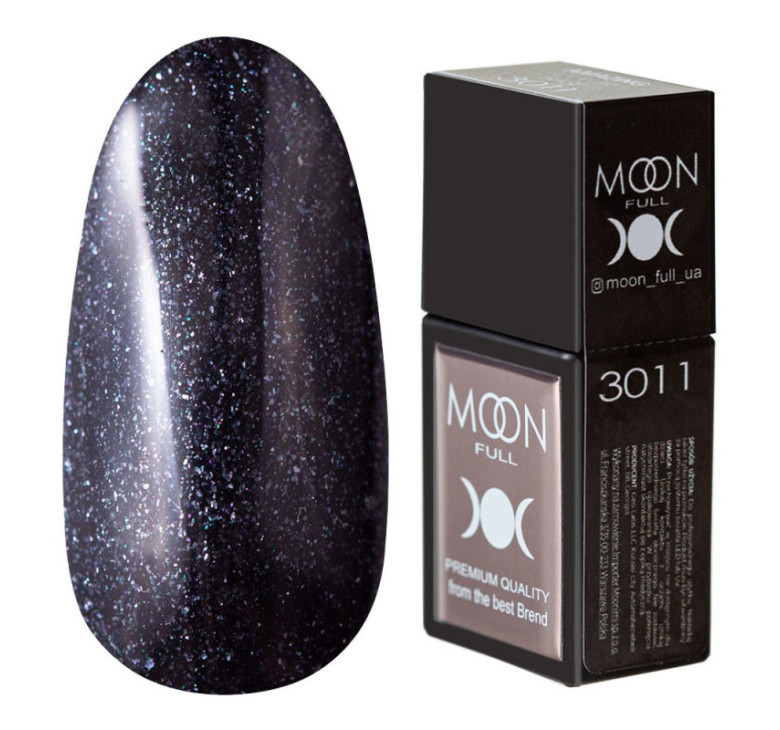 Кольорова база MOON FULL Amazing Color Base №3011 чорно-синій з дрібним шиммером, 12 мл