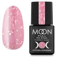 Кольорова база Moon Full Silena Rubber Base №2027 рожева зі срібною поталлю, 8 мл