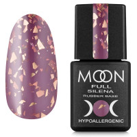 Кольорова база Moon Full Silena Rubber Base №2036 світло-пурпурова із золотою поталлю, 8 мл