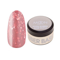 Кольорова база Moon Full Silena Rubber Base №2035 натурально-рожева зі срібною поталлю, 15 мл