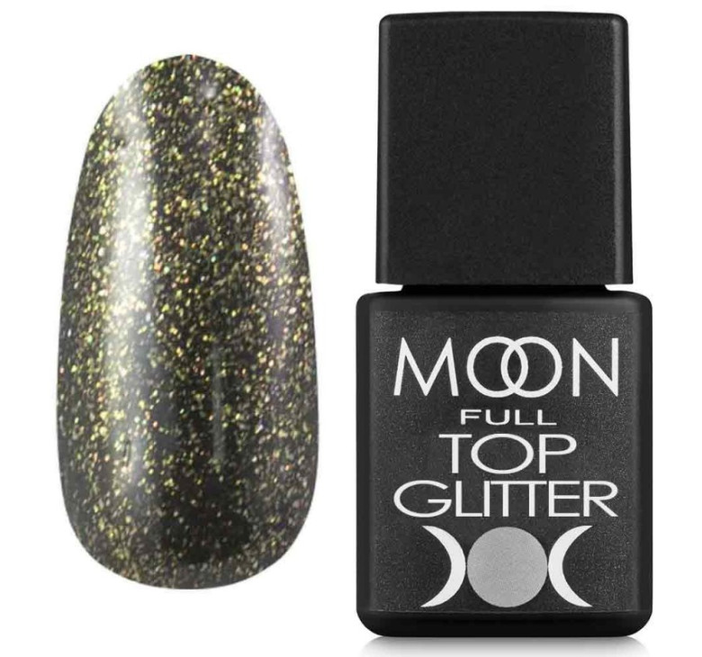 Топ для гель лака Moon Full Top Glitter Gold №02, 8 мл