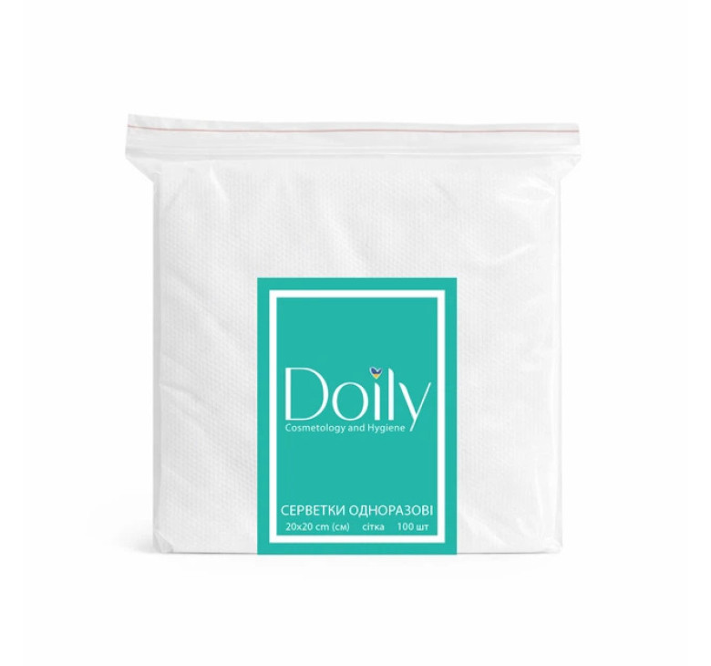 Серветки Doily 20 х 20 см в пачці зі спанлейсу 40 г/м сітка 100 шт