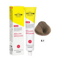 Крем - фарба для волосся Yellow Professional Color Permanent 8.1 світлий блондин попелястий, 100мл 